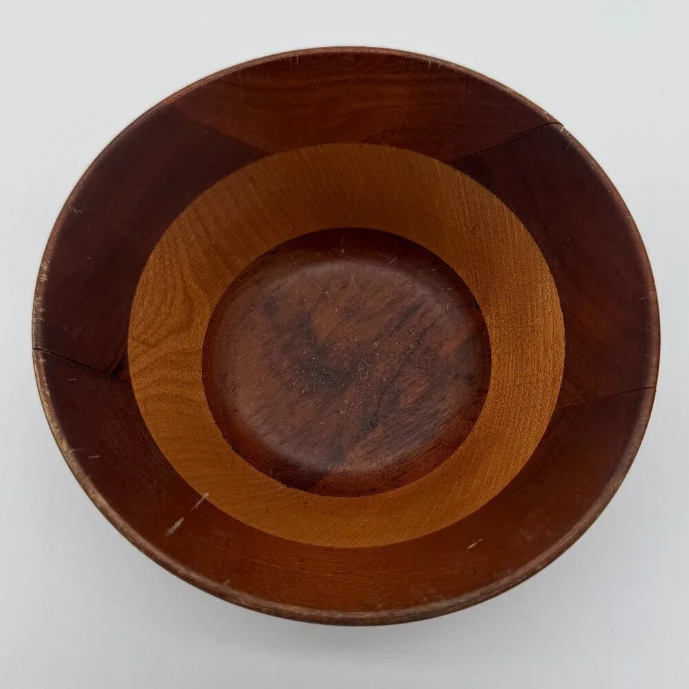 Woodpecker Woodware Bowls Set of 3 MCM Wood Vintage 6